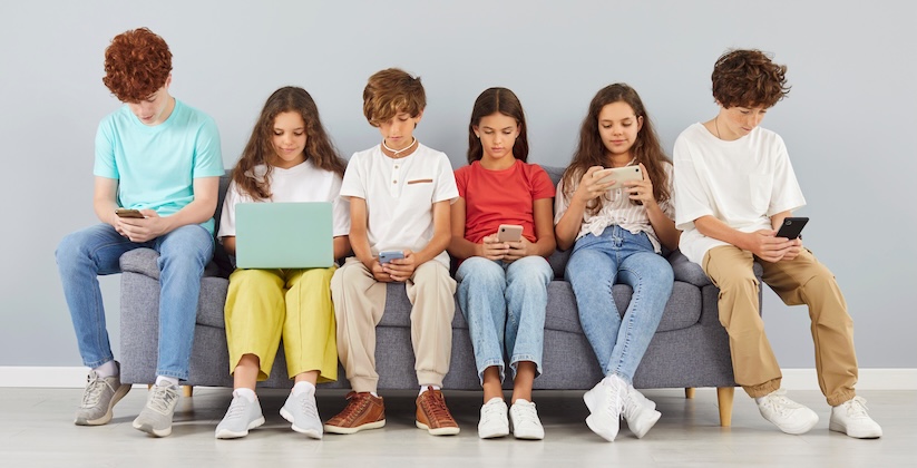 Children on the phone